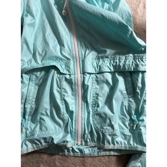 Iviva Light Blue Hooded Rain Jacket With Zipper Pockets Size 8 - Picture 11 of 12